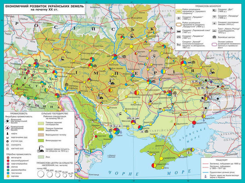 Економічний розвиток українських  земель на початку ХХ ст.